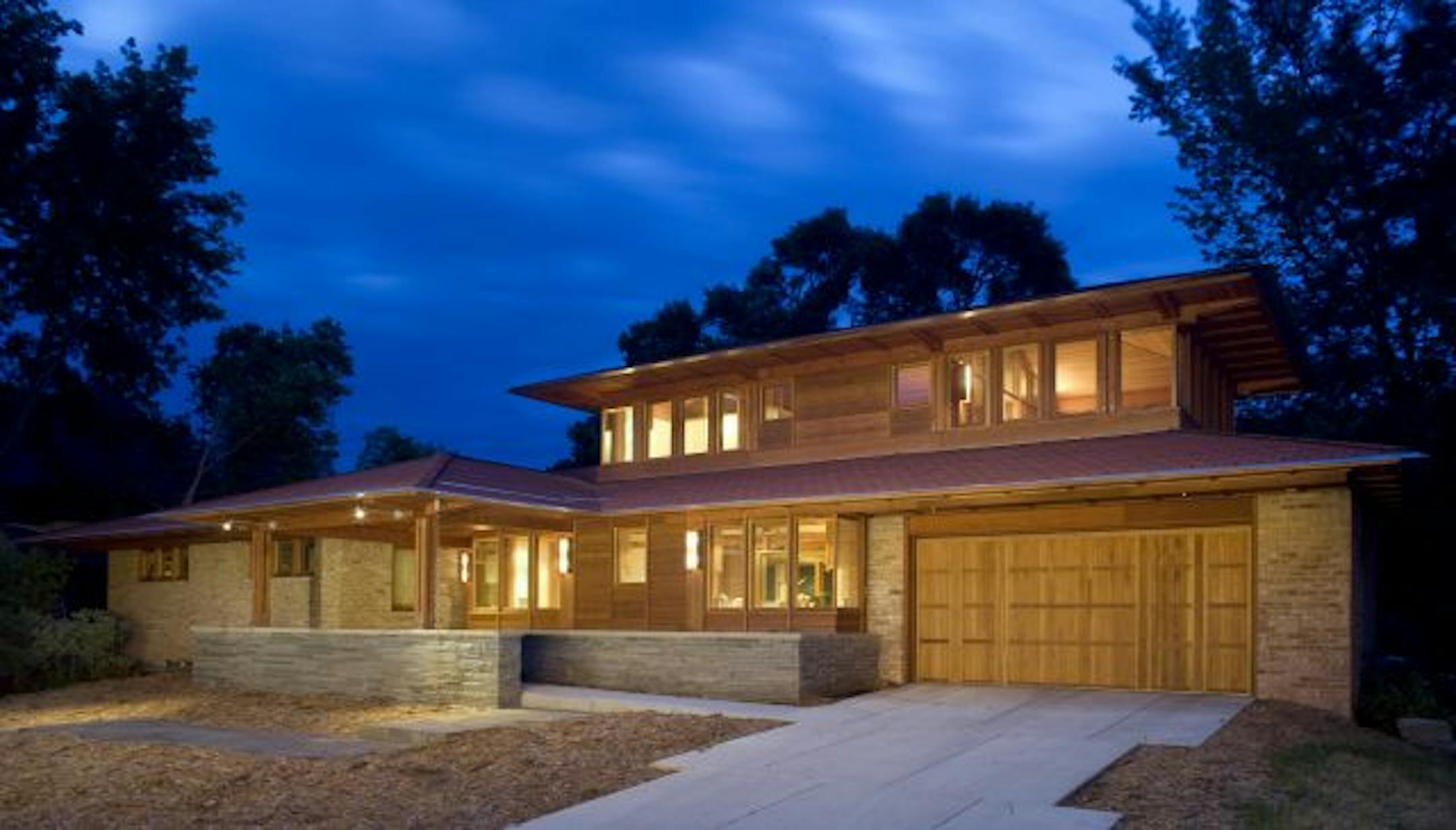 Architect David O'Brien Wagner reworked Scott Dyer's rambler into a house with some classic Prairie-school elements as well as Native American and Japanese influences.
