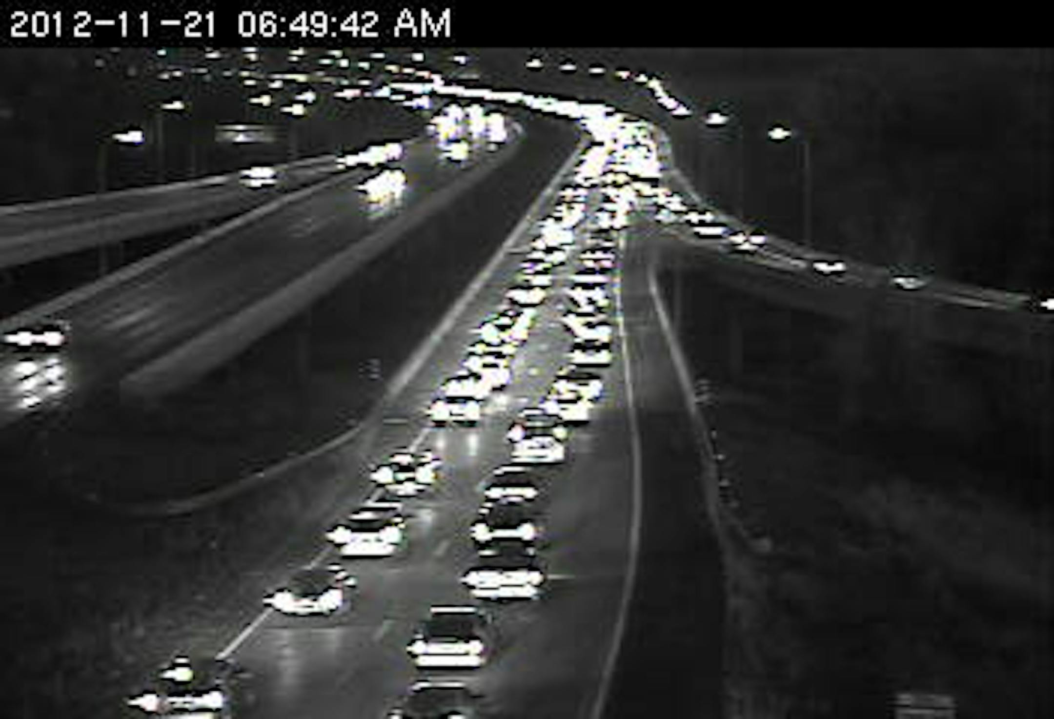 Traffic backup on north 169; the view from Hwy. 101 in Shakopee.