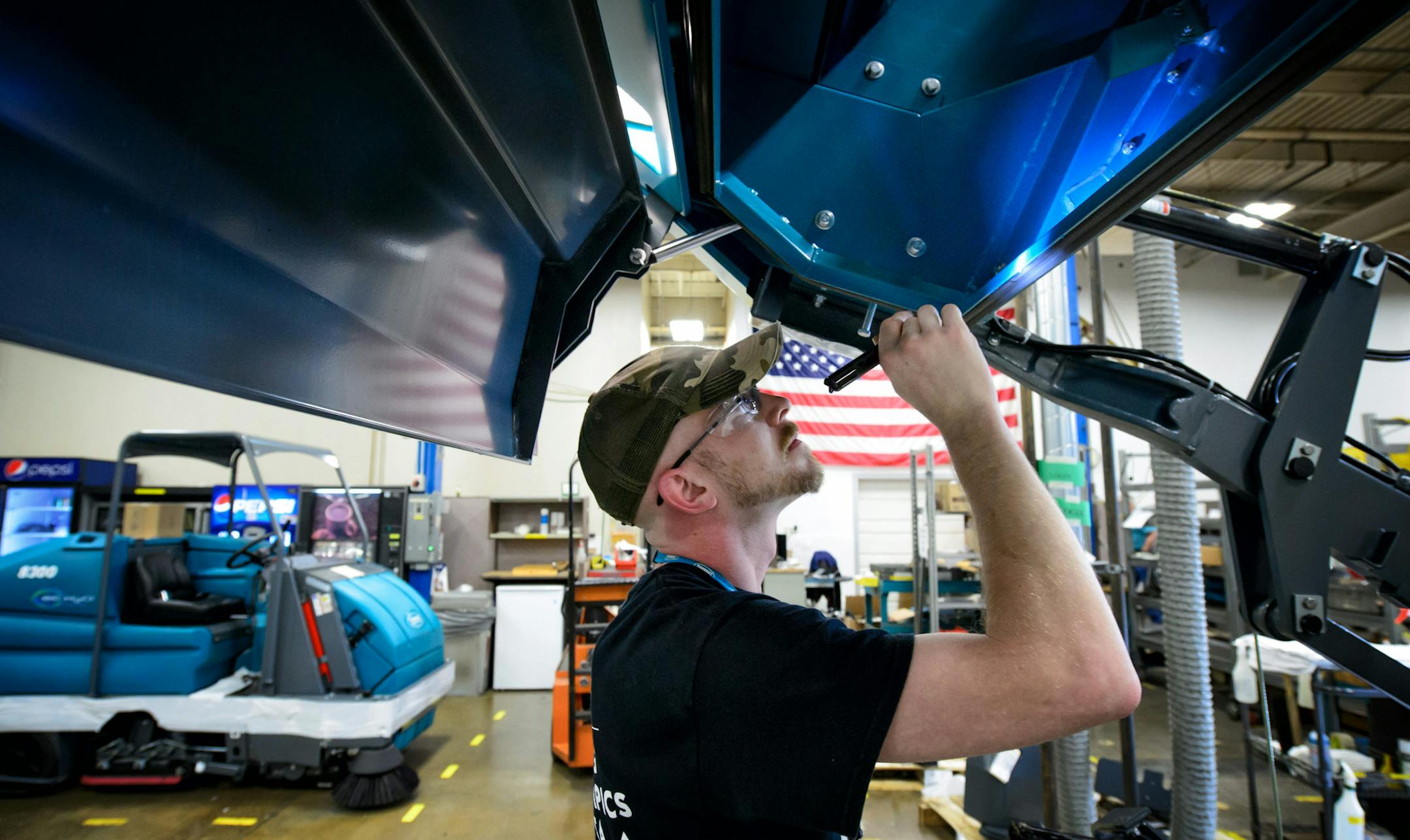 Anthony Layeux did a final inspection on a Tennant sweeper in the Tennant Company manufacturing facility in Golden Valley. ] GLEN STUBBE * gstubbe@startribune.com Tuesday, November 3, 2015 Tennant Company headquarters in Golden Valley, MN