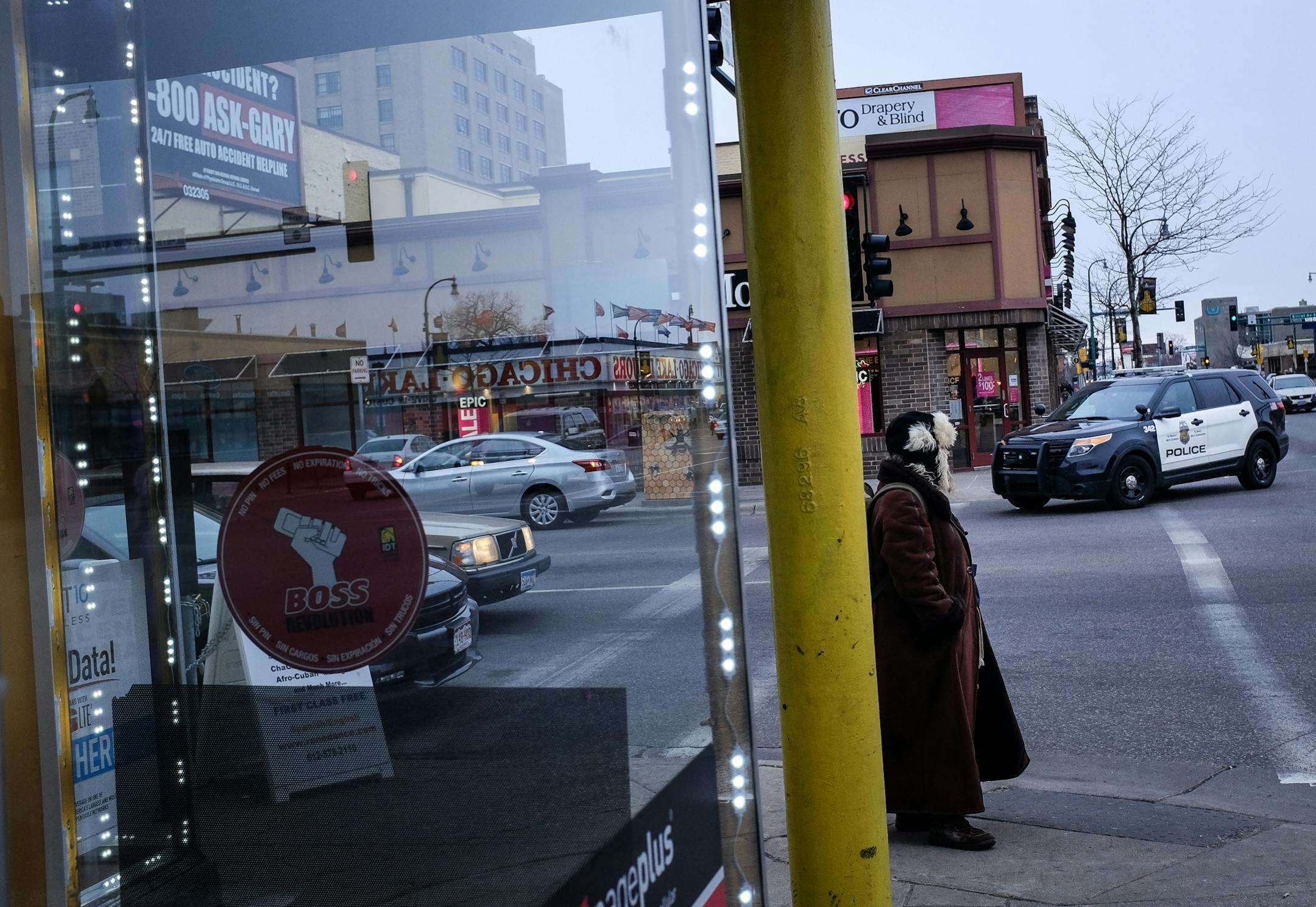 East Lake Street and Chicago Avenue Friday evening in Minneapolis.