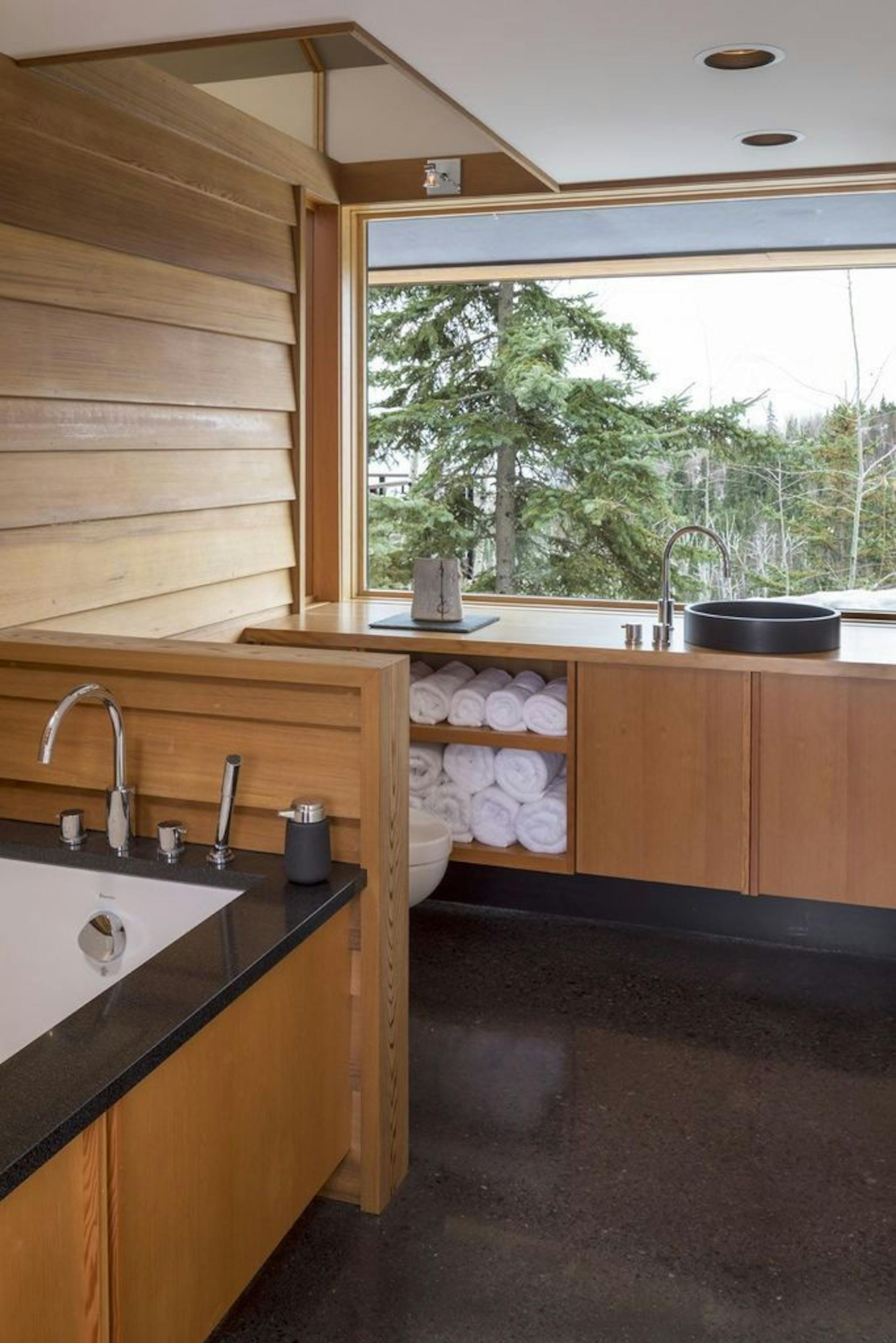 Even the bathroom is designed to bring the outdoors in.