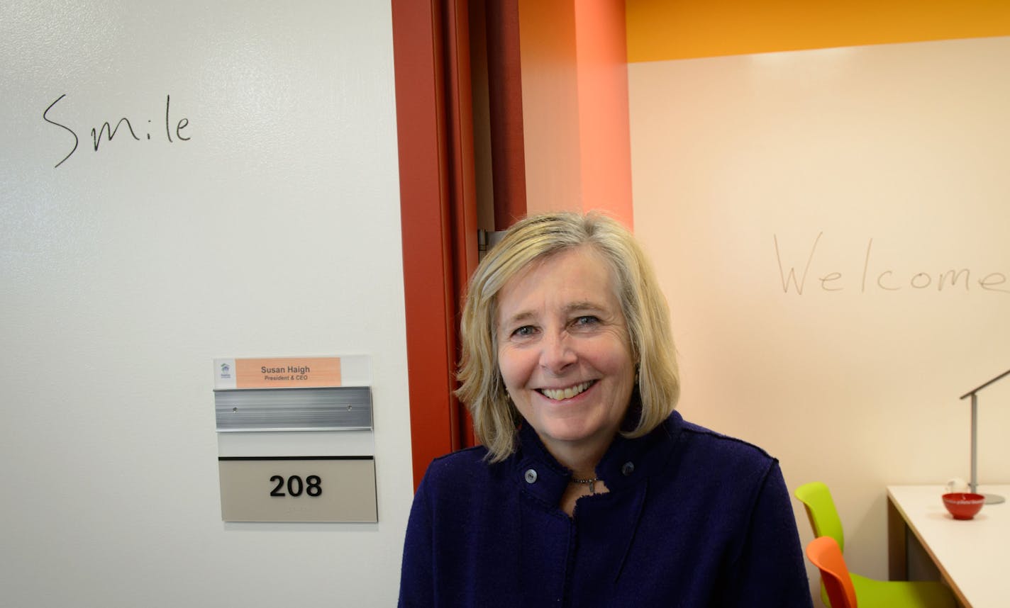 Walls around the new headquarters are designed to be written on with dry marker. Habitat for Humanity president Susan HaighThe new $6.8 million headquarters for Twin Cities Habitat for Humanity in St. Paul is set to open the week of Feb. 24. The sleek new building was designed with the organizations clientele in mind -- with an open meeting room on the first floor, with a play area for kids and classroom space for low-income families looking to learn more about home ownership. Thursday, February