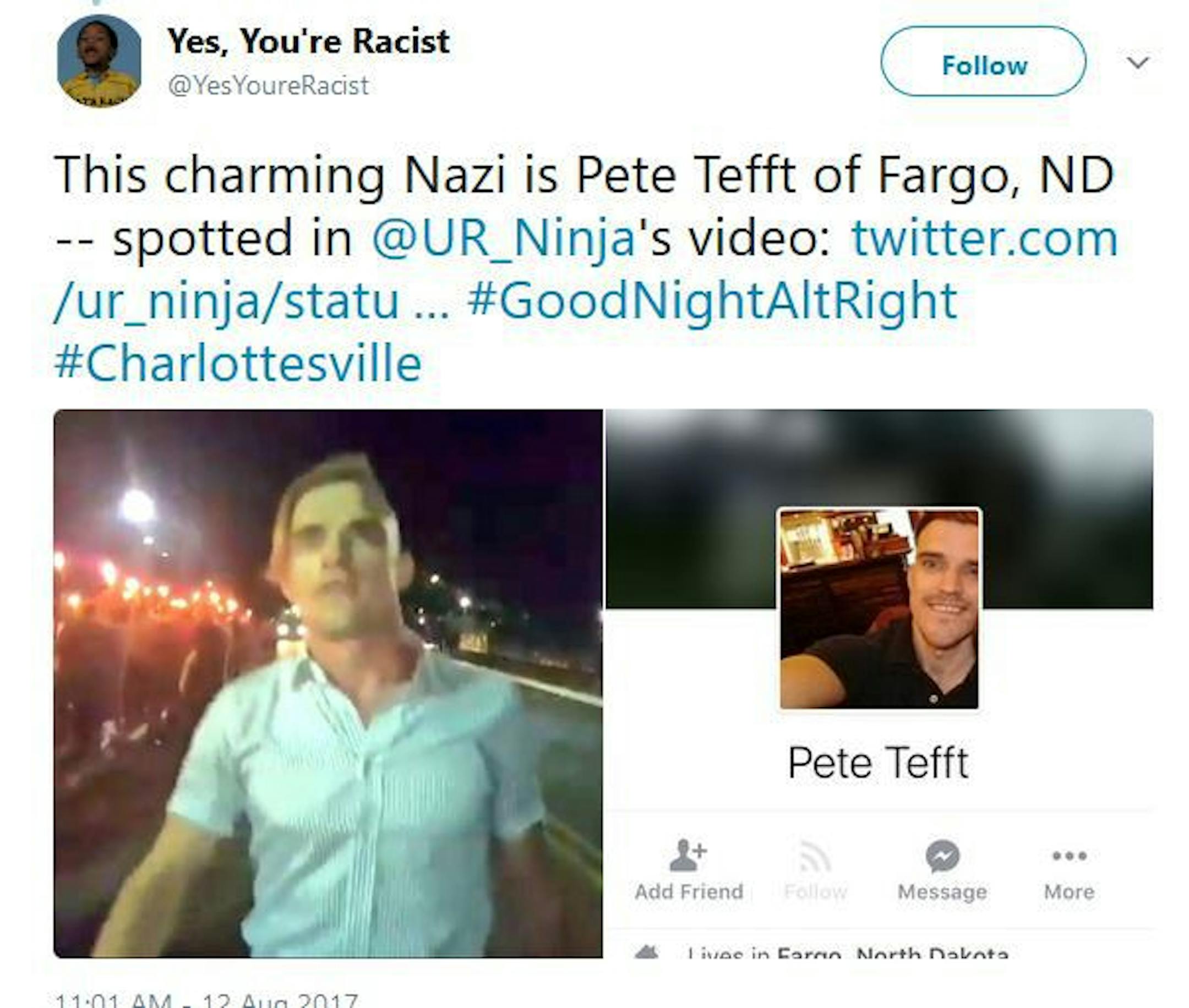 Here's where a Fargo man's connection to white supremacy gained global attention.