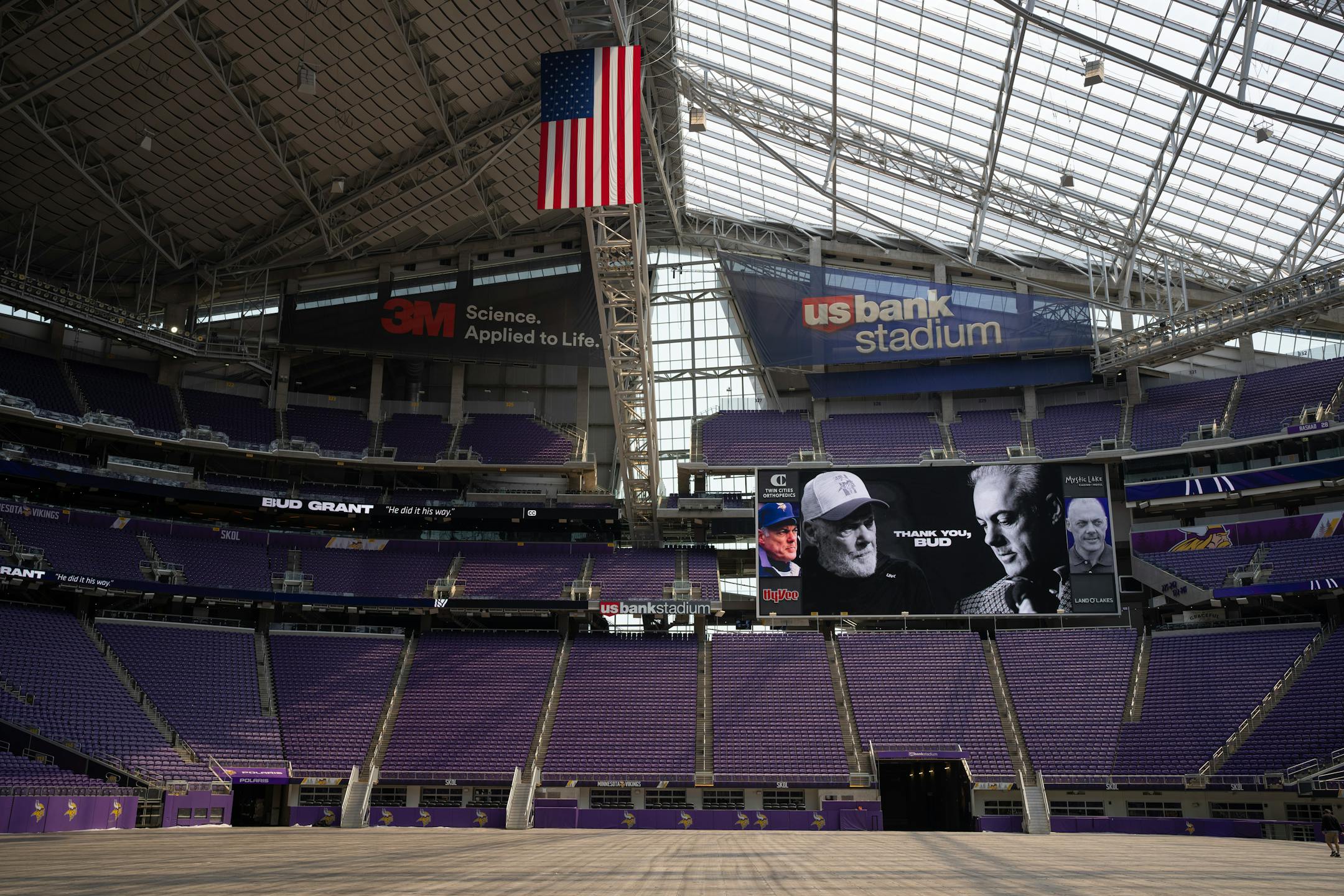 A public memorial for Minnesota Vikings coaching legend Bud Grant was held Sunday, May 21, 2023 at U.S. Bank Stadium in Minneapolis.