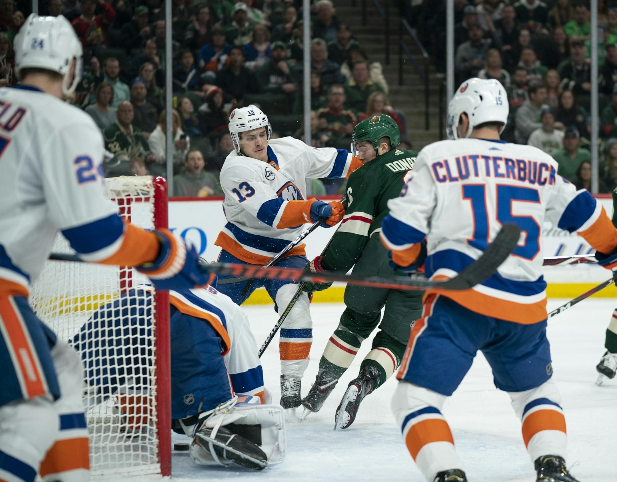 A second period goal by Minnesota Wild center Ryan Donato (6) was disallowed due to goaltender interference by Minnesota.