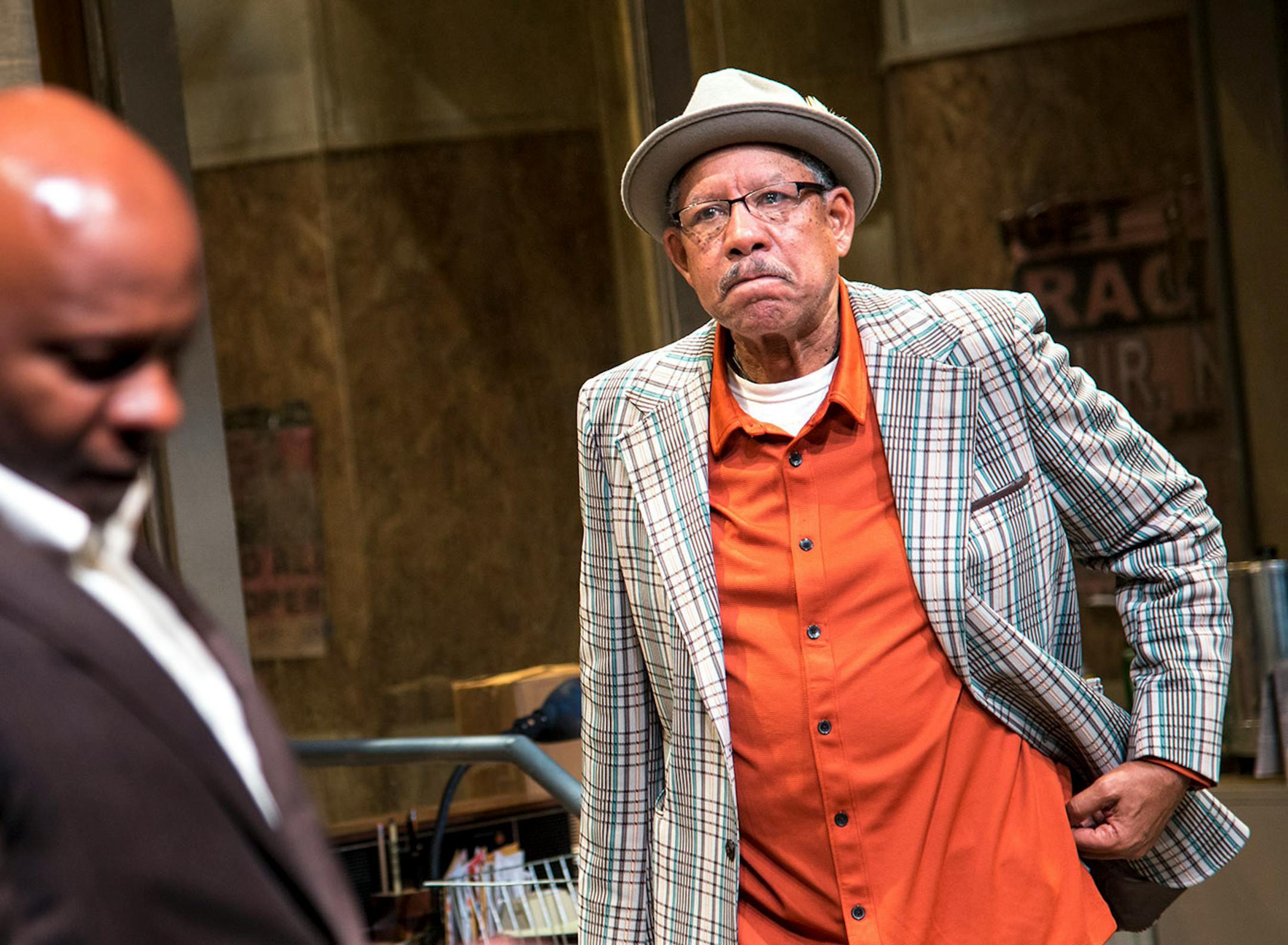 Right, James W. Craven plays a cab stand owner in, "Jitney," by August WIlson at Penumbra Theatre in the Twin Cities playin in, October 2016. From left, James T. Alfred and James Craven