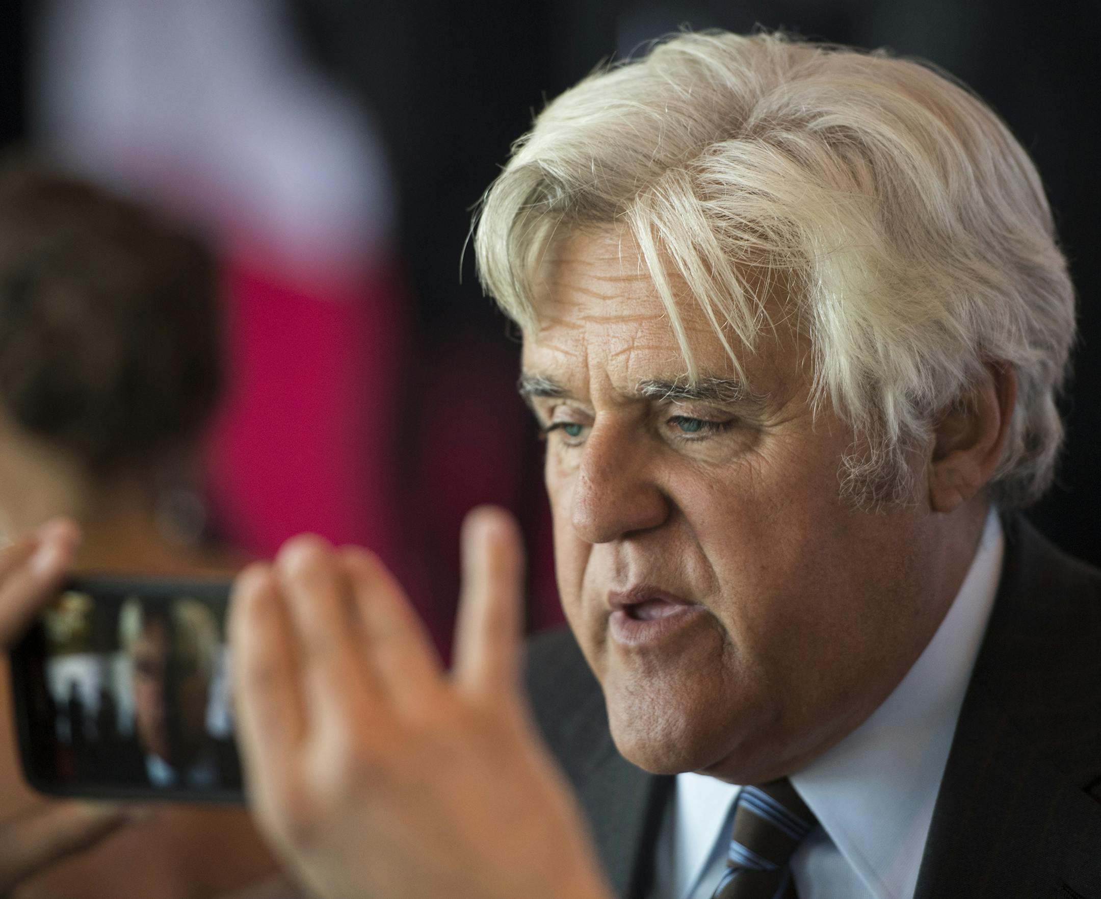 Comedian Jay Leno talked to the media on the red carpet at the River Centre in St. Paul, MN, on Sunday afternoon. ] Isaac Hale ï isaac.hale@startribune.com The Starkey Hearing Foundation held a red carpet event and gala at the River Centre in St. Paul, MN, on Sunday, July 17, 2016.