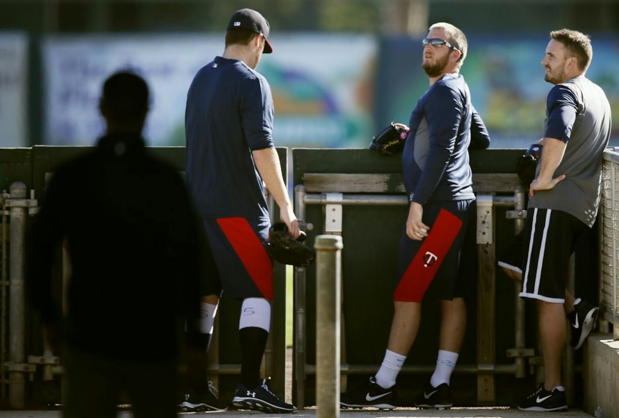Twins pitchers Phil Hughes left Glen Perkins and Brian Duensing checked out the new improved Hammond Stadium Sunday Feb 16. 2014 in Fort Myers, Florida Lee County Sports Complex. Pitchers and catchers report to camp on Sunday.