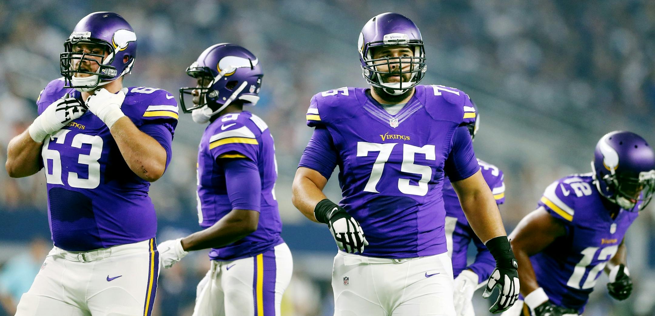 Coach Mike Zimmer said he's been pleased with the play of tackle Matt Kalil (75).