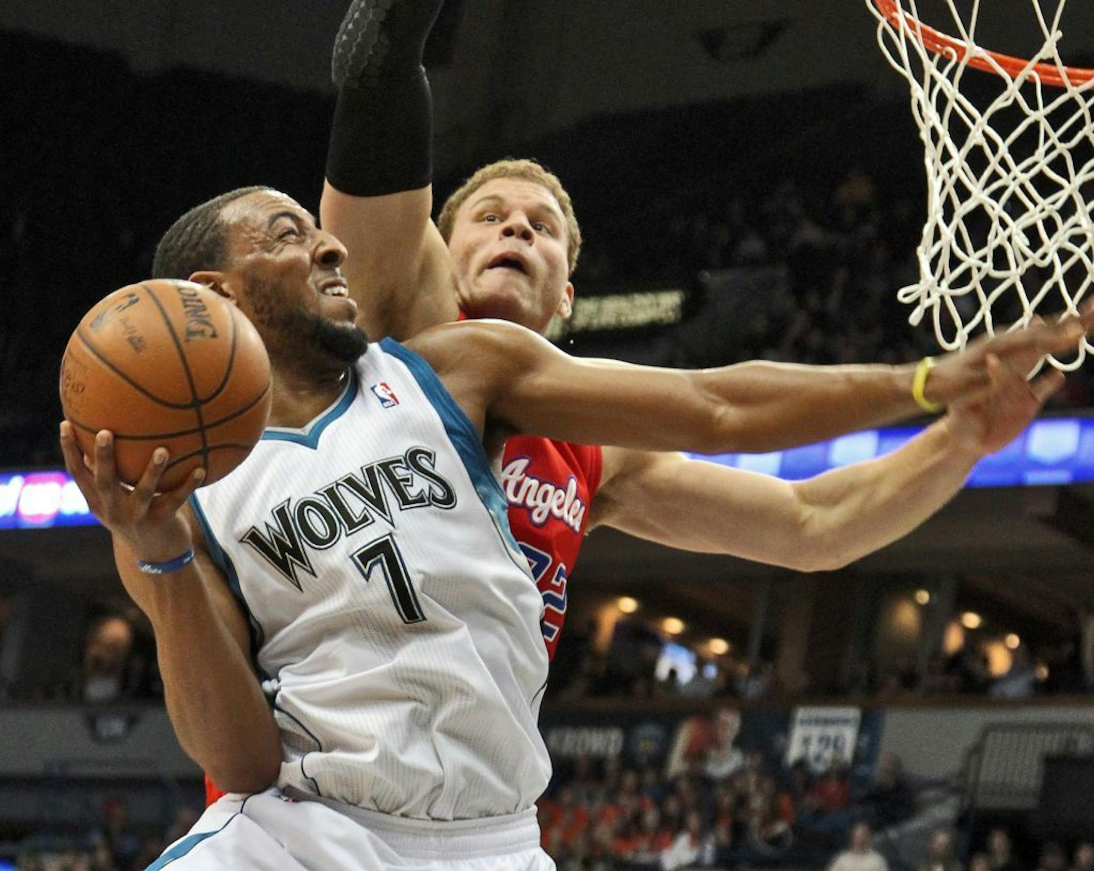 Derrick Williams had his shot blocked by Clippers Blake Griffin.