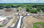 A new roundabout to alleviate congestion at the intersection of Hwy. 13 and County Road 21 in downtown Prior Lake opens Friday. (Photo provided by Sco