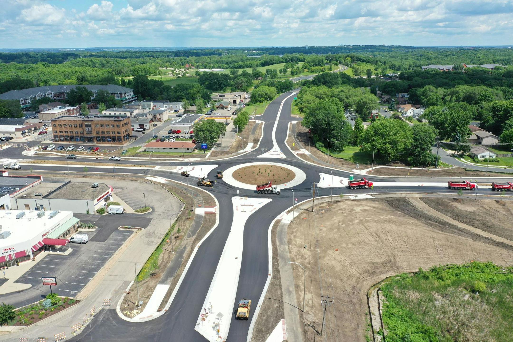 A new roundabout to alleviate congestion at the intersection of Hwy. 13 and County Road 21 in downtown Prior Lake opens Friday. (Photo provided by Scott County Transportation Department)