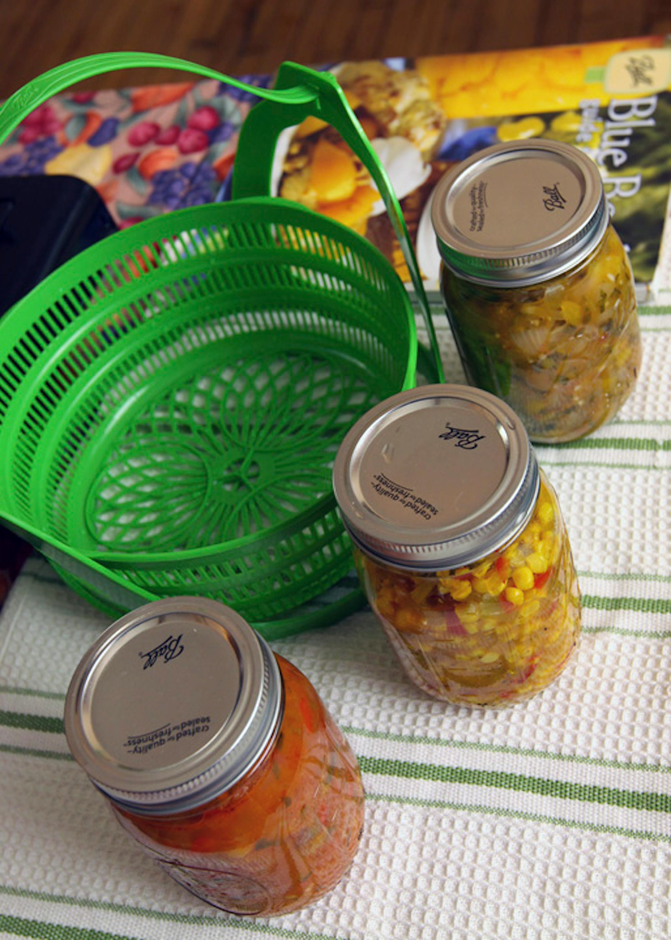 Canned salsa and corn relish.