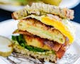 Fried Green Tomato BLTs With Egg.