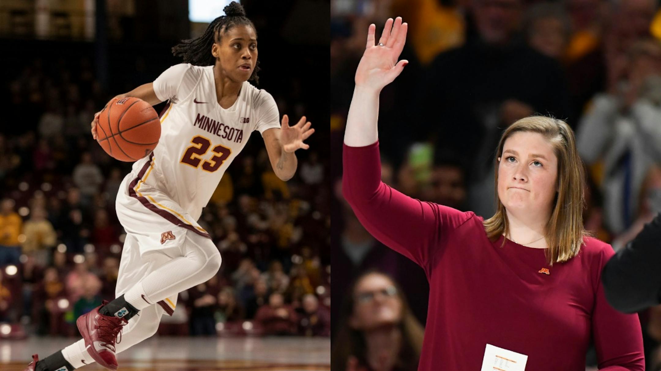 Gophers stars don't have to look far for career advice these days. Coach Lindsay Whalen, right, took Kenisha Bell to lunch before the season began to discuss the unique challenges faced by a senior guard with pro ambitions.