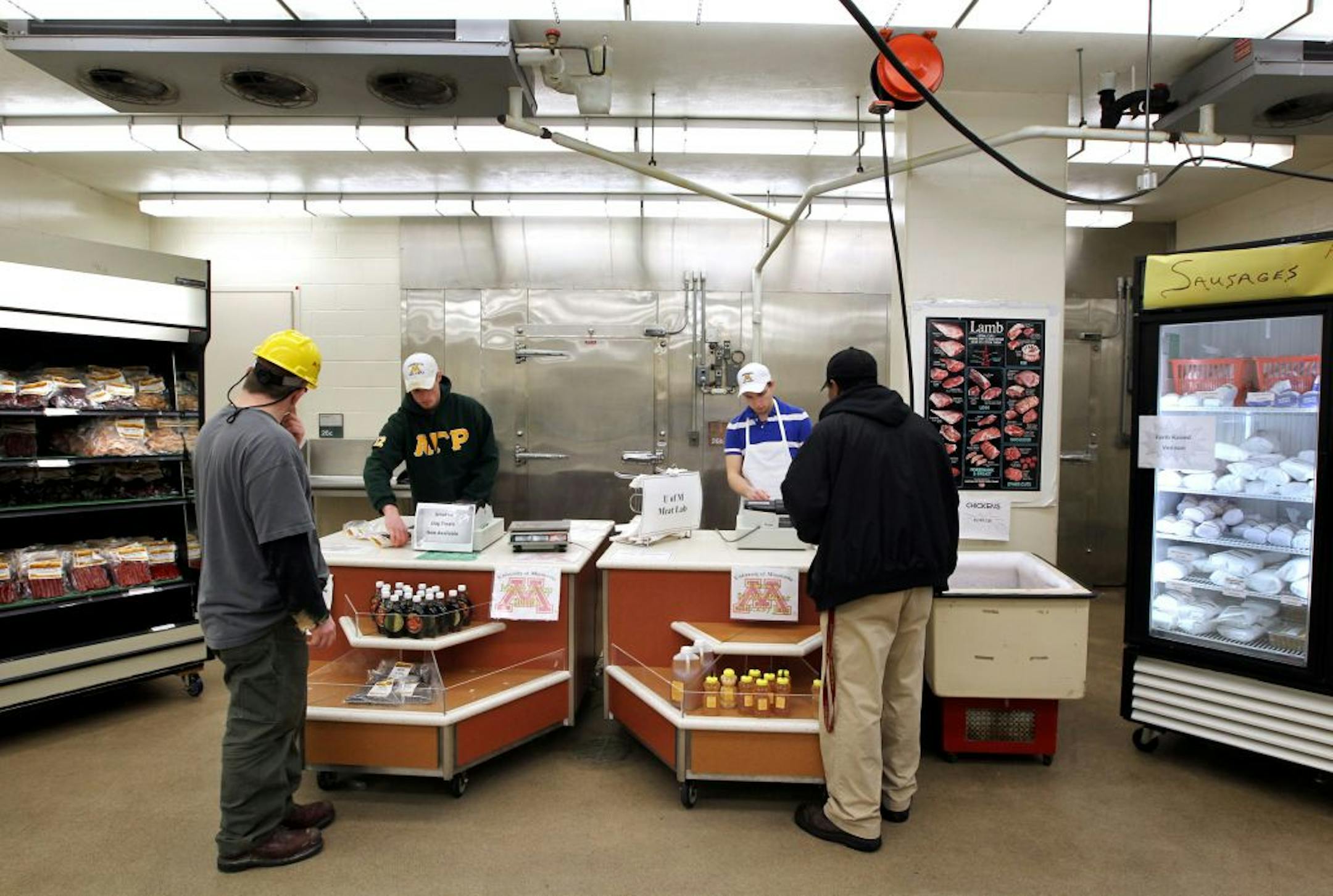Every Wednesday from 2pm to 5pm, the public is welcome to buy student-processed meat in the Meat Lab in the Andrew Boss Laboratory of Meat Science at the University of Minnesota