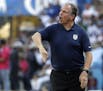 United States coach Bruce Arena gives instructions to his players during a 2018 World Cup qualifying soccer match against Honduras in San Pedro Sula, 