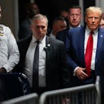 FILE - Former President Donald Trump leaves Manhattan criminal court, Feb. 15, 2024, in New York.