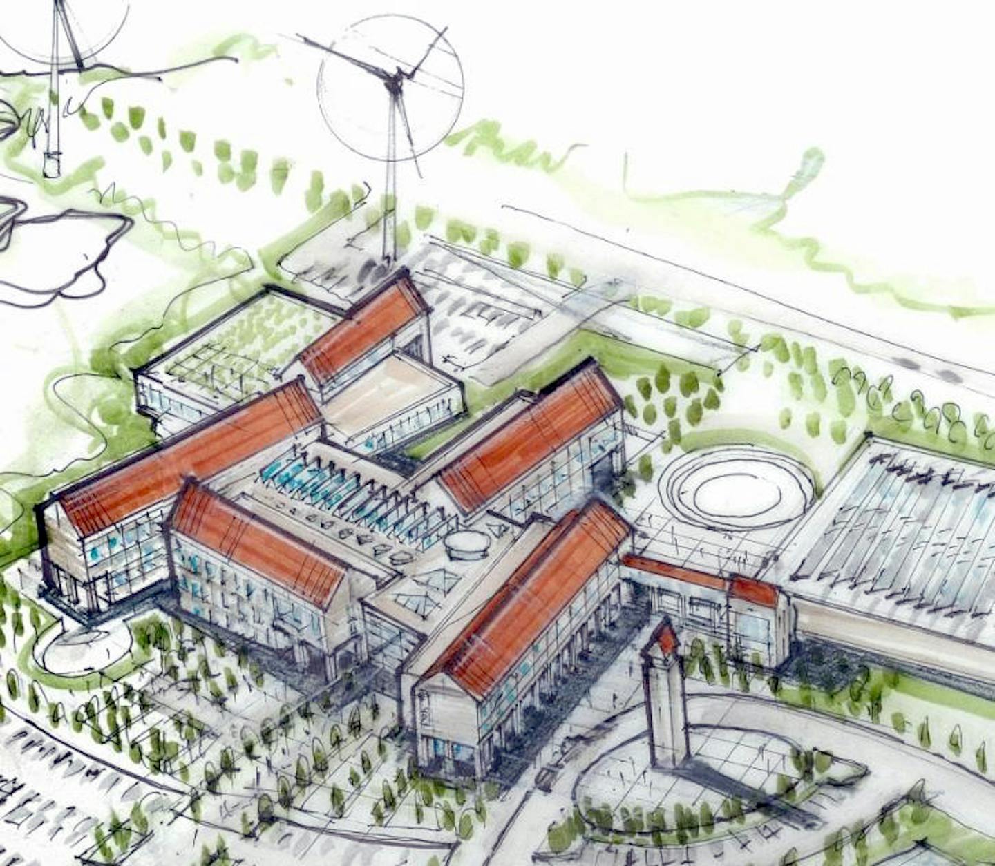 This drawing shows plans for EdCampus Twin Cities, which is expected to break ground in Chaska later this year. The campus will have the traditional library, student center, cafeteria and administrative offices on its 50-acre grounds. But beyond that, it will be untraditional and there will be no football team.