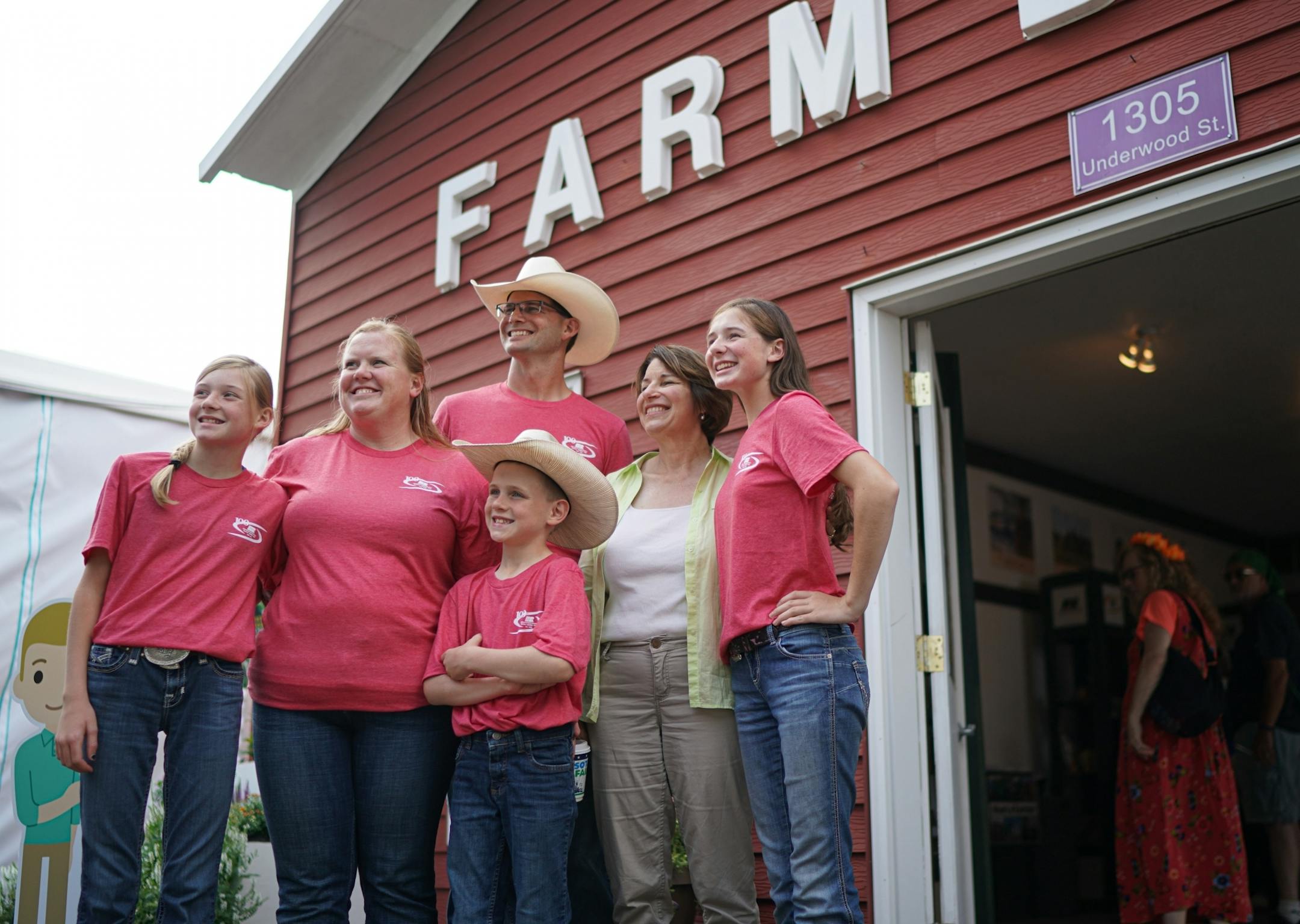 Presidential candidate Sen Amy Klobuchar posed for a photo outside the Farm Bureau. She came to the Minnesota State Fair on opening day.