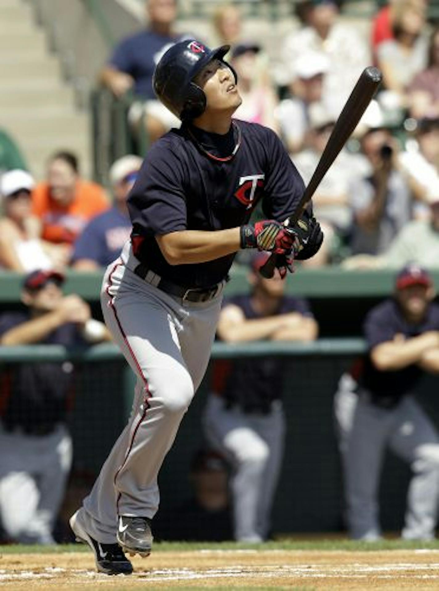 Tsuyoshi Nishioka went 0-for-3 against the Orioles on Thursday. He has one hit in nine at-bats this spring.