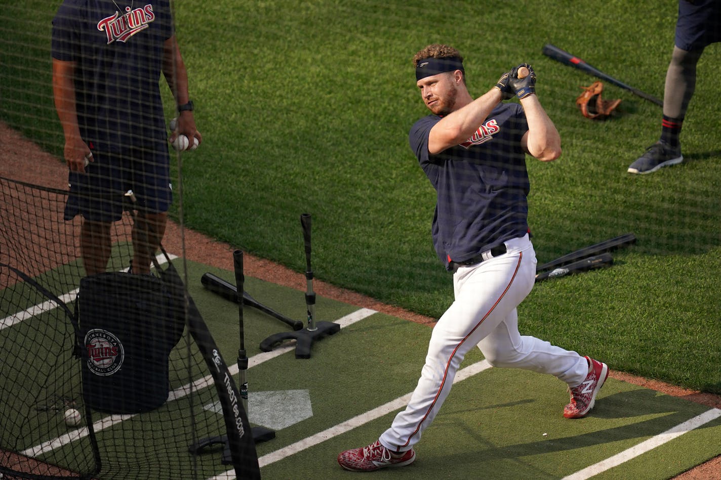 Minnesota Twins catcher Ryan Jeffers (87) took batting practice Friday. ] ANTHONY SOUFFLE • anthony.souffle@startribune.com The Twins practiced at Target Field for first time since spring training ended Friday, July 3, 2020 in Minneapolis.