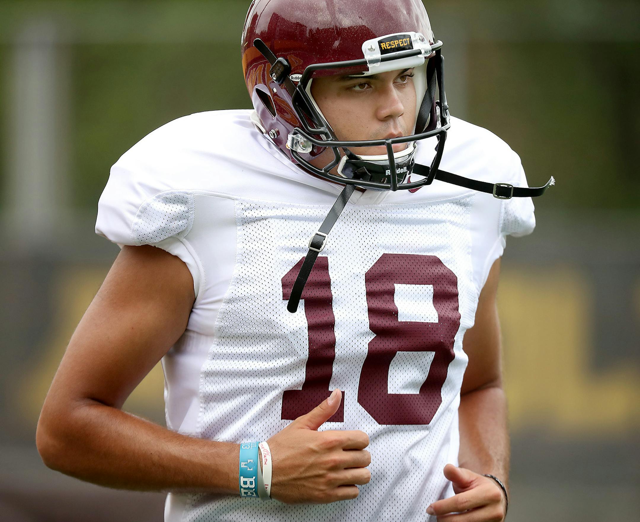 Minnesota Gophers kicker Ryan Santoso practiced Tuesday, August 9, 2016 at Bierman Field at the U of M in Minneapolis, MN. ] (ELIZABETH FLORES/STAR TRIBUNE) ELIZABETH FLORES • eflores@startribune.com