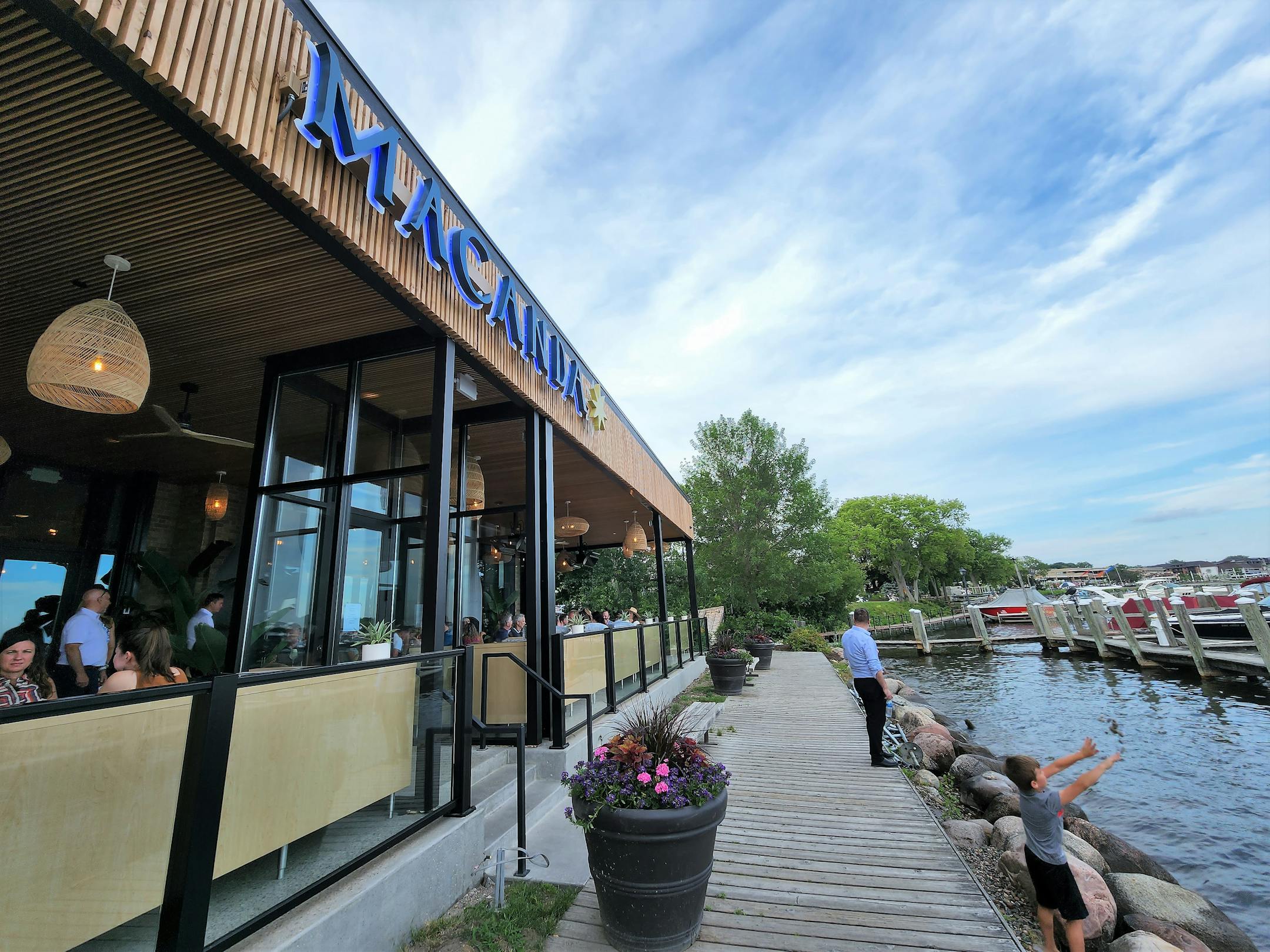 a patio faces Lake Minnetonka
