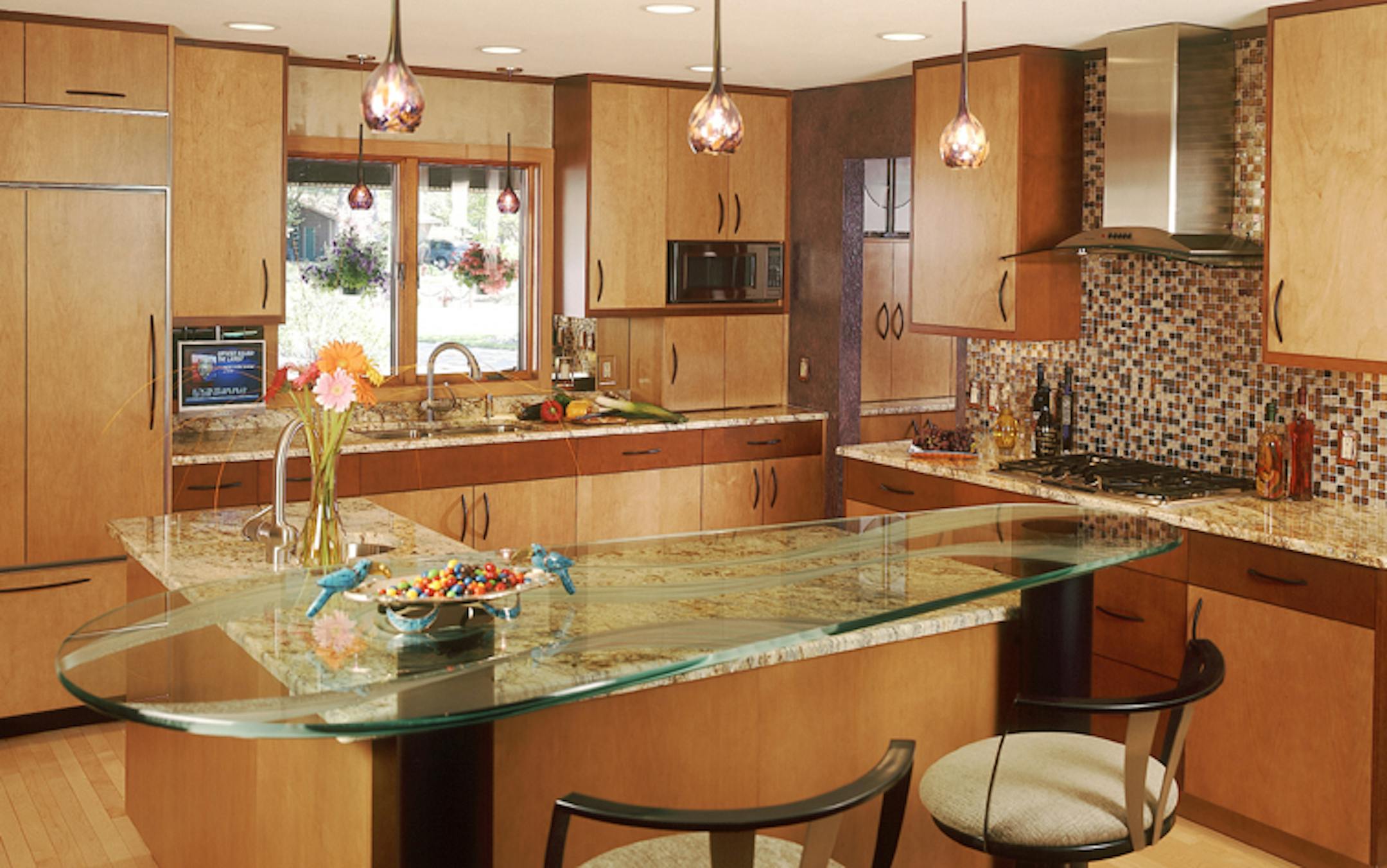 The redone kitchen by designer Laurie Butler. Home looks over the St. Croix River Valley.