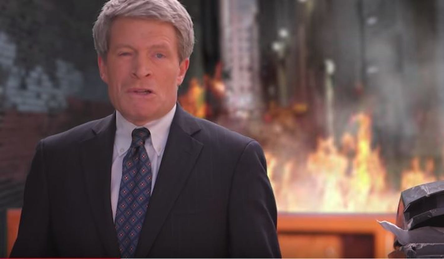 U.S. Senate candidate Richard Painter appears in his "dumpster fire" ad.