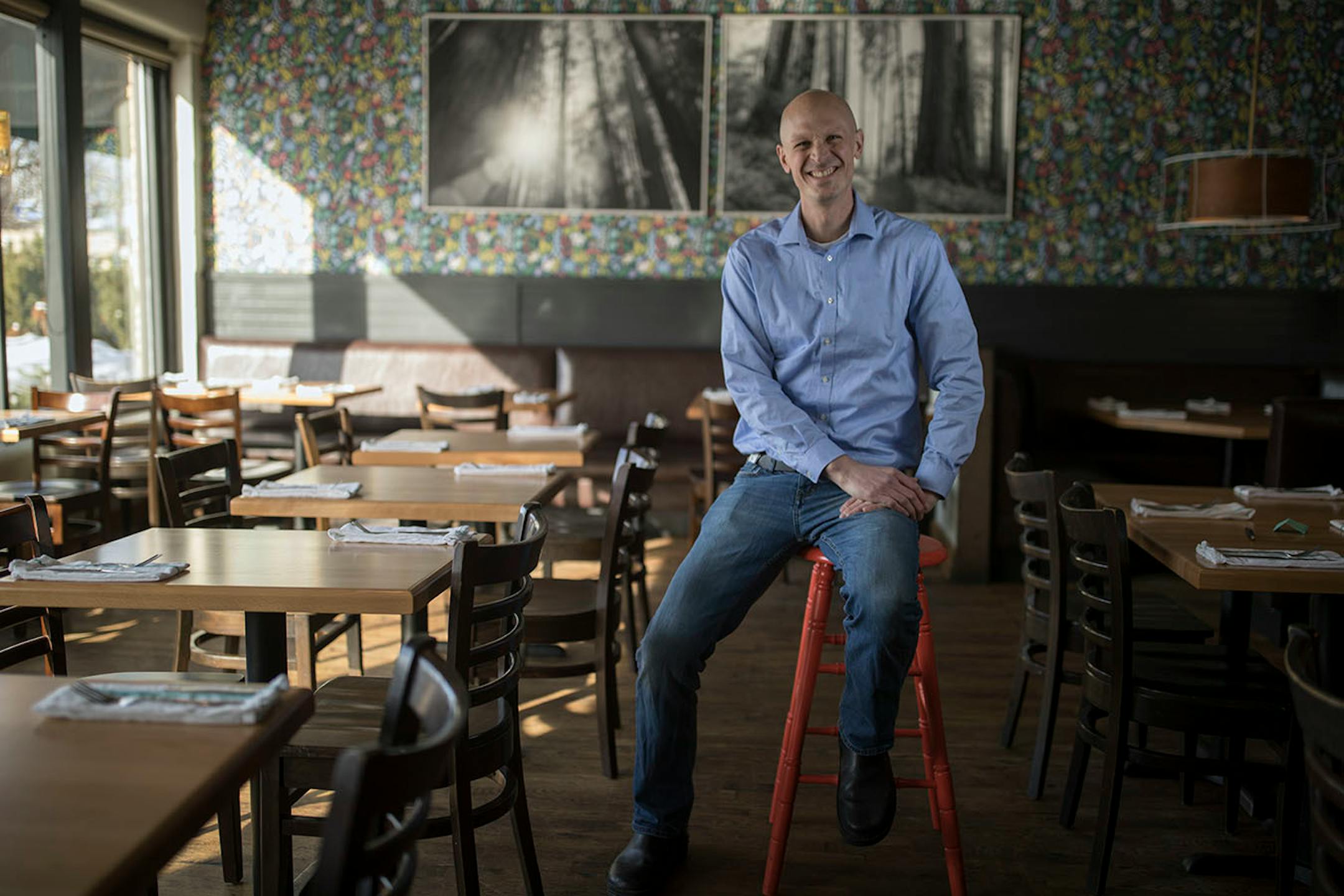 Portrait of chef/owner Asher Miller at the Book Club restaurant Feb 9, 2018 in Minneapolis, MN.