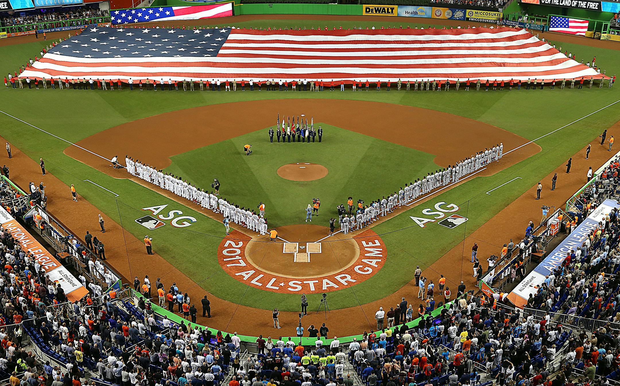 Opening ceremony's overview of the MLB All-Star Game on Tuesday, July 11, 2017, at Marlins Park in Miami, Fla. (Pedro Portal/Miami Herald/TNS)