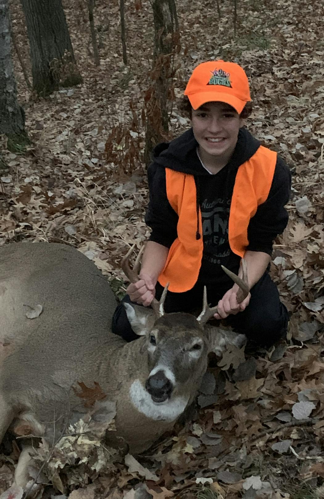 Xavier Otis-Sproule, 14, of Inver Grove Heights, dropped this 8-point buck on opening weekend. Hunting with his family on private land near Pillager, Minn., Xavier took his trophy Sunday about 4:45 p.m., ending the season’s first weekend on a high note.