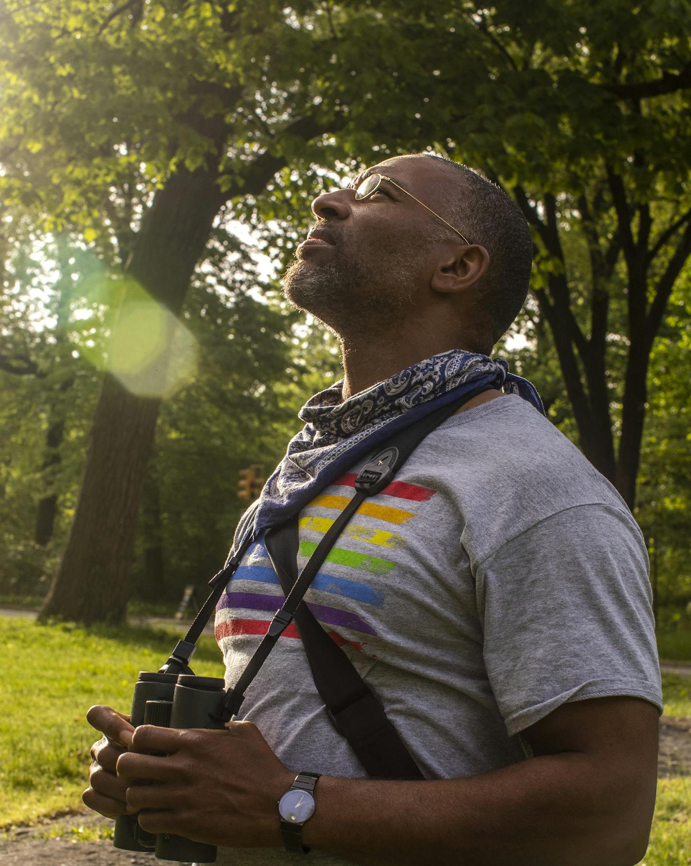 Christian Cooper goes birding in Central Park in New York, May 27, 2020. It was Memorial Day when Cooper was involved in an encounter that was brief but would reverberate in New York City and beyond, stirring anguished conversations about racism and hypocrisy in one of the nation's most progressive cities. (Brittainy Newman/The New York Times)