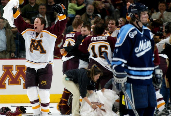 The Gophers' John Pohl notched three points in the 2002 NCAA hockey championship game.