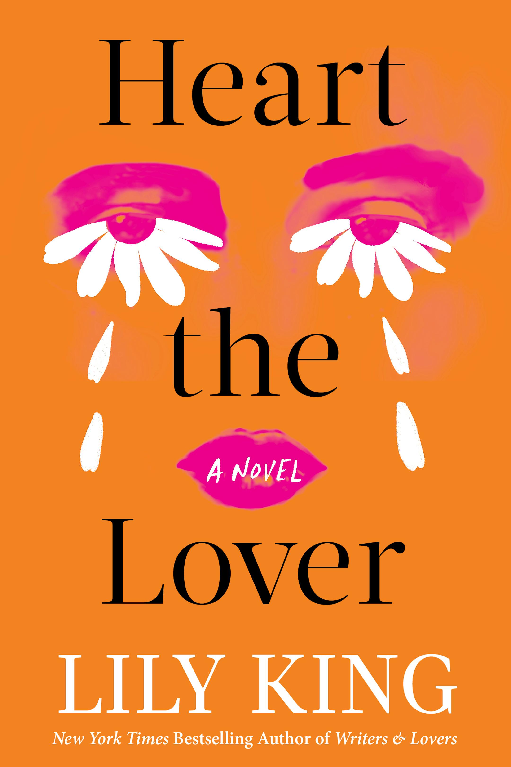 orange cover of Heart the Lover features a pink-and-white illustration of a woman's face, with tears streaming from her eyes