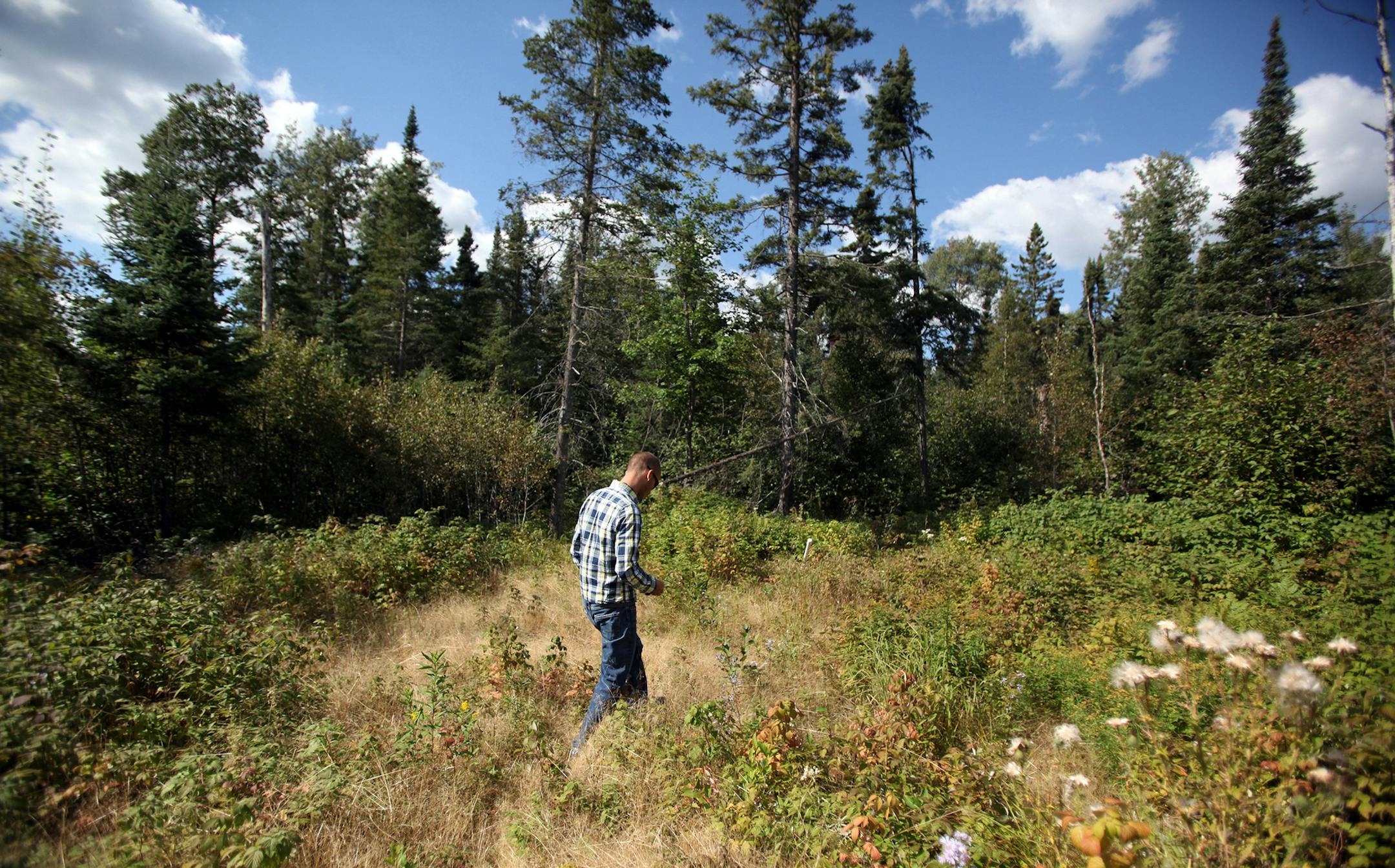 David Hughes of Polymet walked through the site where the Polymet open pit mine will likely be on Wednesday, September 7, 2011, in Hoyt Lakes, Minn. (RENEE JONES SCHNEIDER/ reneejones@startribune.com) David Hughes CQ ORG XMIT: MIN2015090116023835