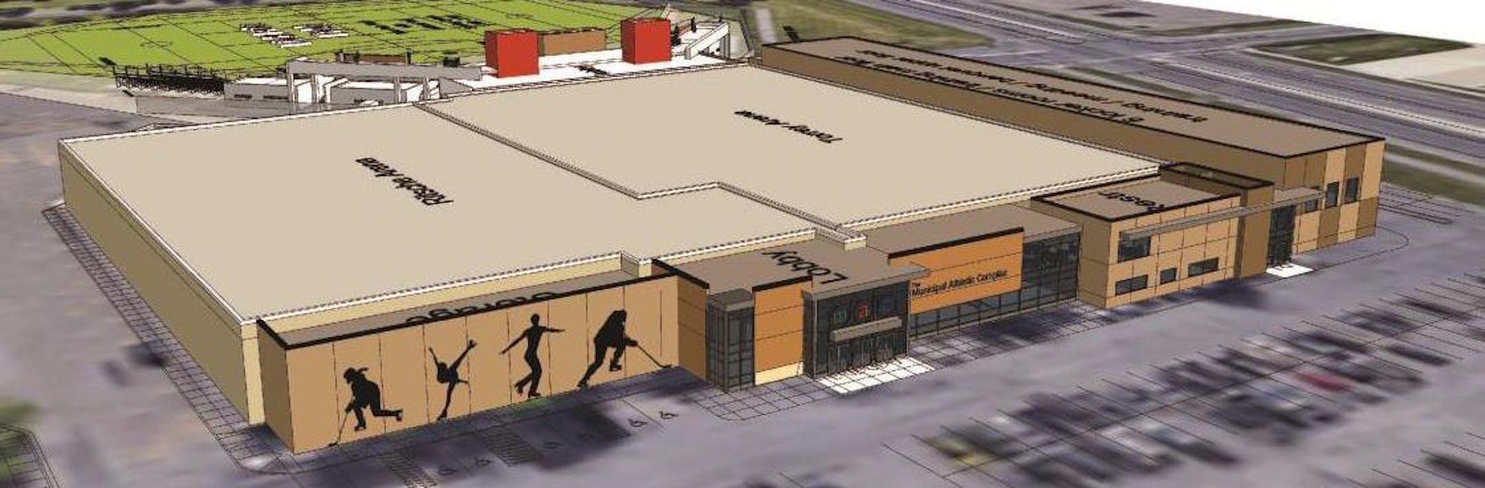A rendering from HMA Architects of the planned expansion of St. Cloud's Municipal Athletic Complex (MAC).