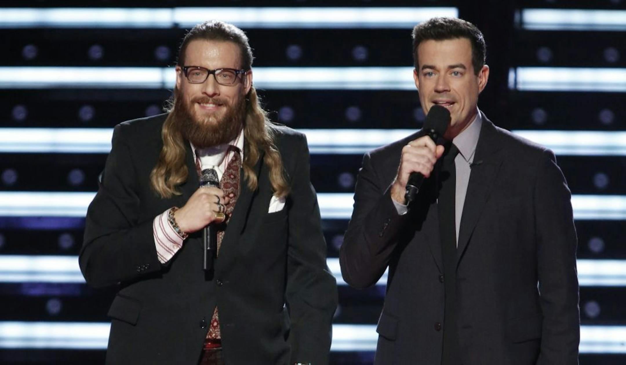 THE VOICE -- "Live Show" Episode 318A -- Pictured: (l-r) Nicholas David, Carson Daly --
