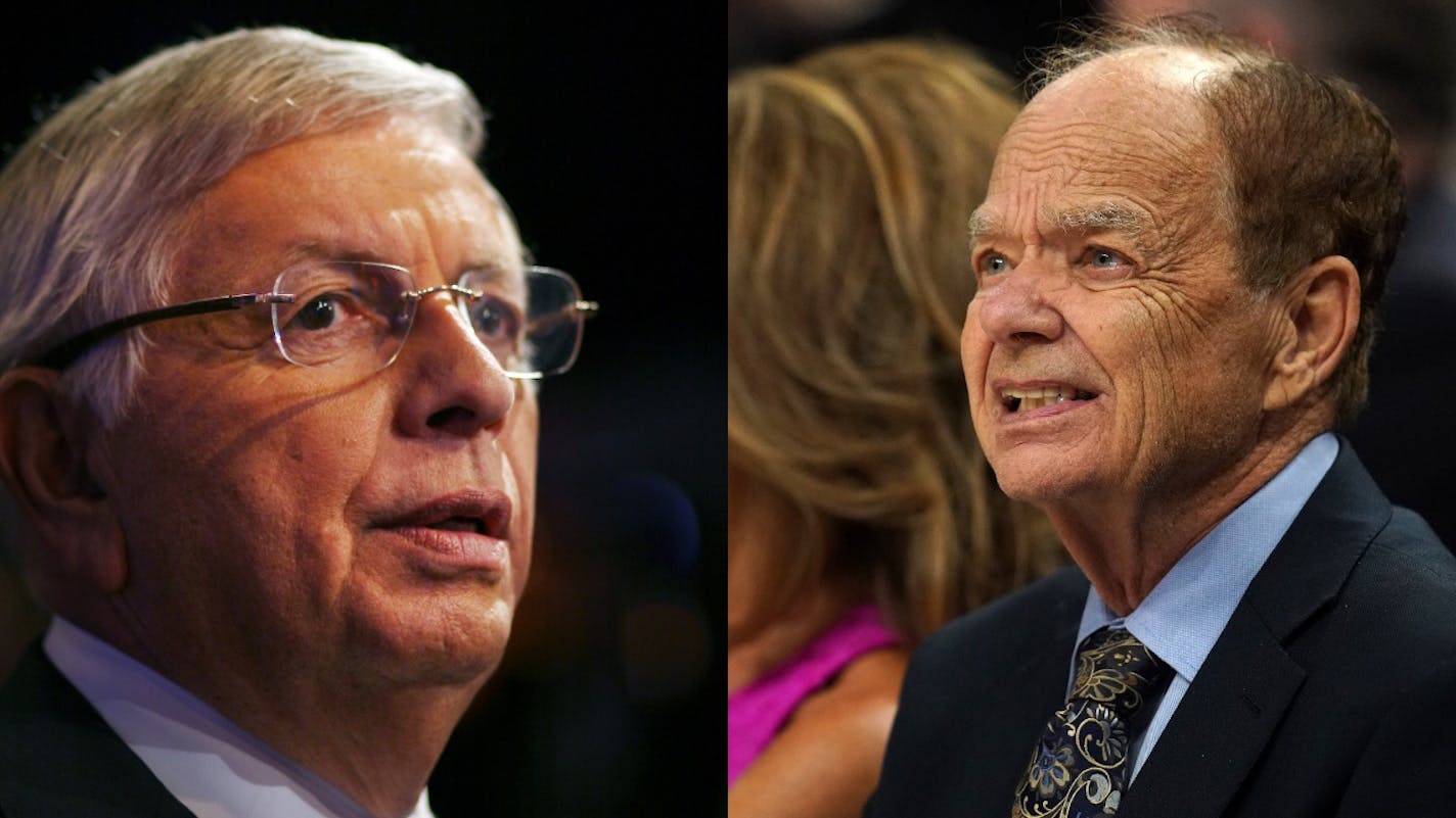 Timberwolves owner Glen Taylor, right, said he became close with late former Commissioner David Stern during Taylor's work on the league's audit committee. Stern died Wednesday at age 77.