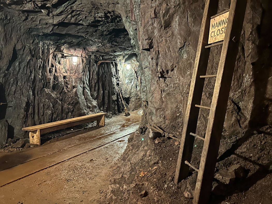 Miners in the Soudan Underground Mine followed these train tracks in the dark to their work site nearly half a mile below ground.