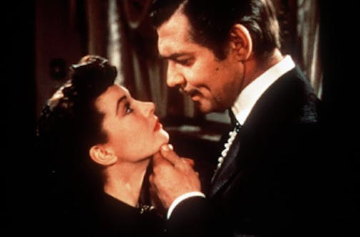 939 movie classic "Gone With the Wind," starring (left to right) Vivien Leigh as Scarlett O'Hara and Clark Gable as Rhett Butler