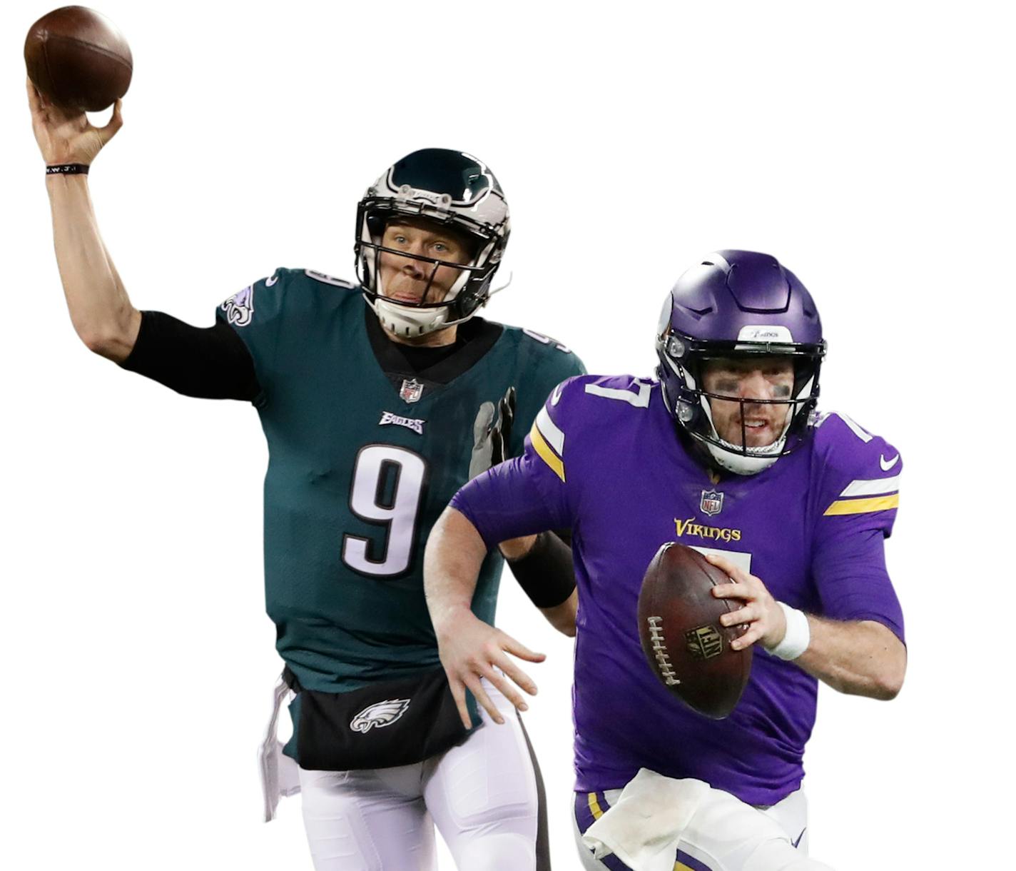 Nick Foles, left, and Case Keenum