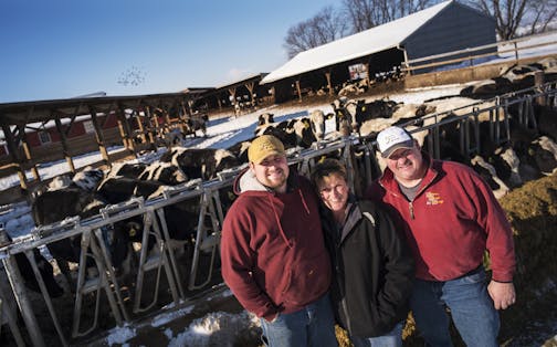 Tyler Otte and his parents Chicky and Blake won "Minnesota Farm of the Year" for their Square Deal Dairy Farm in Dakota County.Richard Tsong-Taatarii/rtsong-taatarii@startribune.com