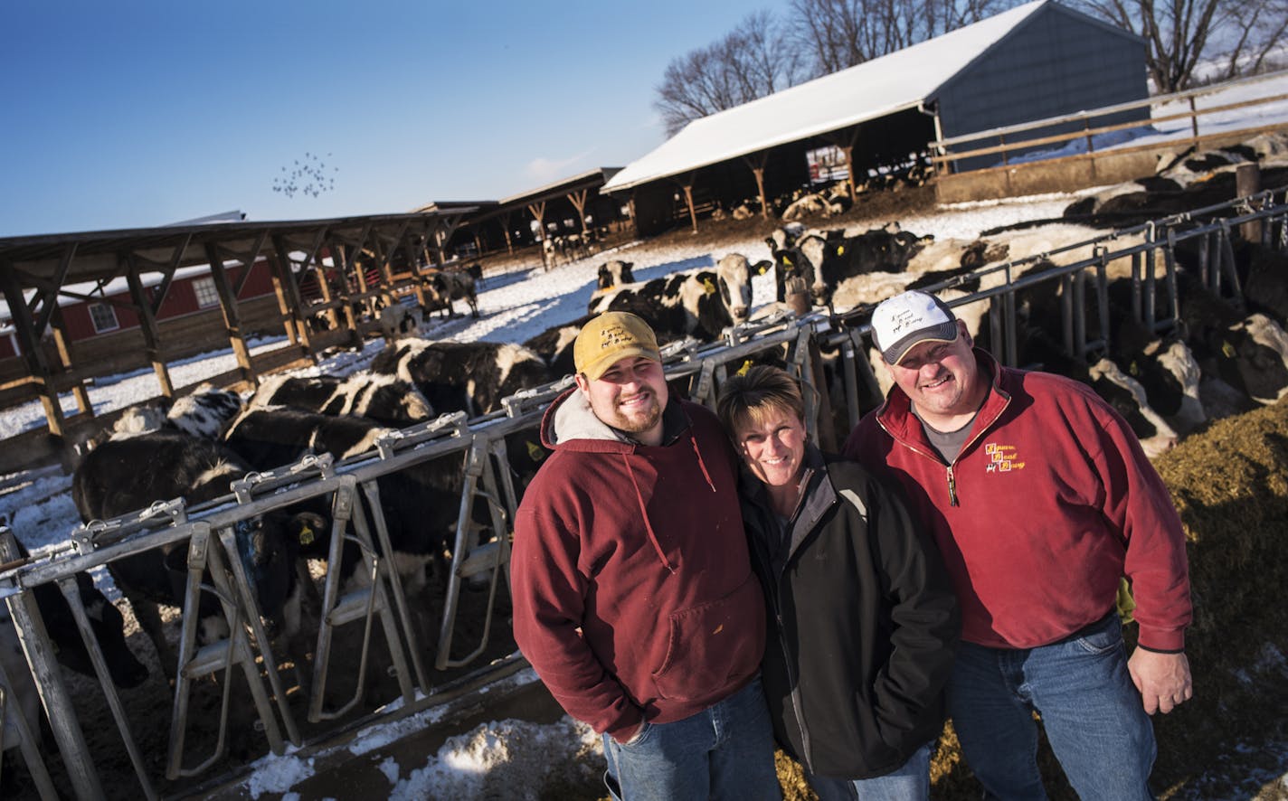 Tyler Otte and his parents Chicky and Blake won "Minnesota Farm of the Year" for their Square Deal Dairy Farm in Dakota County.Richard Tsong-Taatarii/rtsong-taatarii@startribune.com