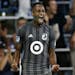 Minnesota United forward Mason Toye celebrate his goal against the Portland Timbers during the second half of a U.S. Open Cup soccer semifinal Wednesd
