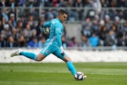 Minnesota United goalkeeper Vito Mannone (1), shown in the Loons' first match at Allianz Field on April 13, said the team can't let up against struggl