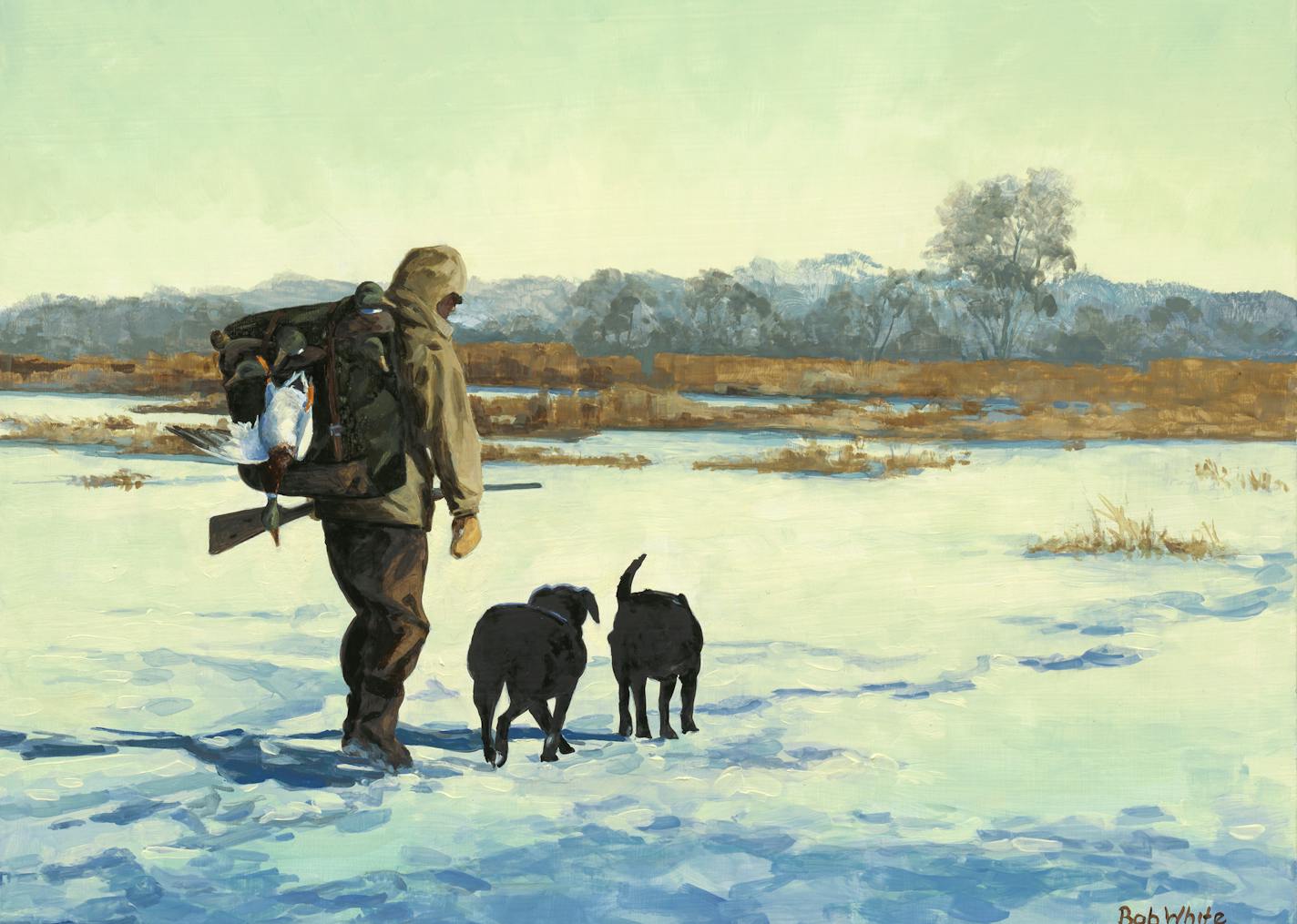 Bob White's "Last Day" waterfowl hunting painting. White's works include oil, watercolors and pencil drawings.