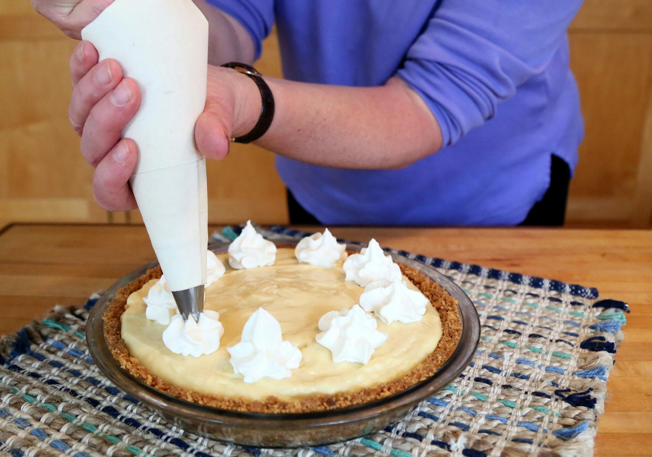 Banana Cream Pie, step by step process for making crust and custard Friday, April 10, 2015, in Edina, MN.