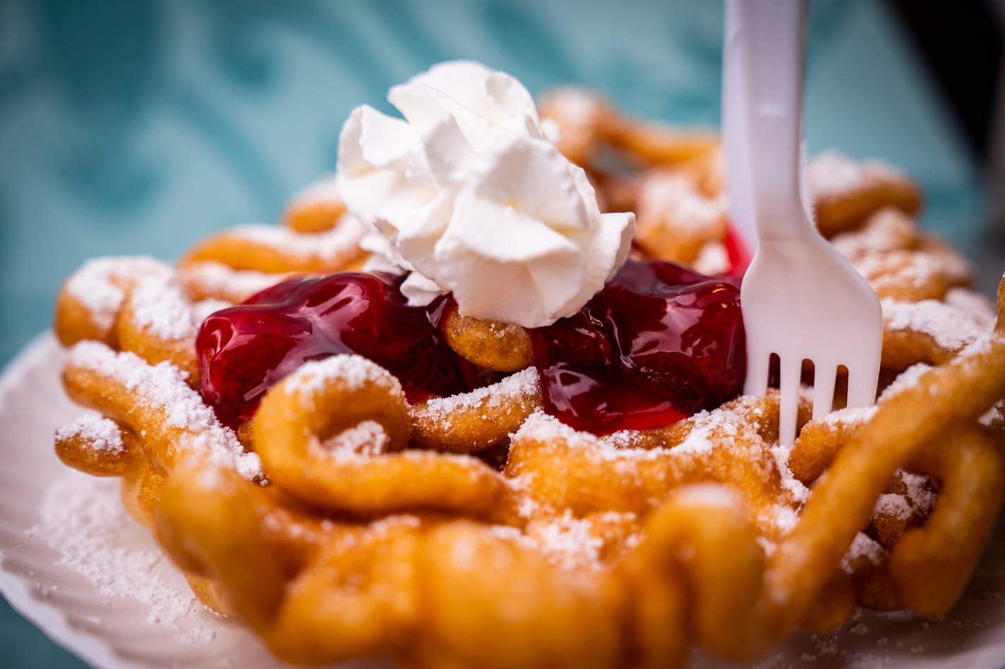 Strawberries and cream funnel cake from Auntie M's Gluten Free.